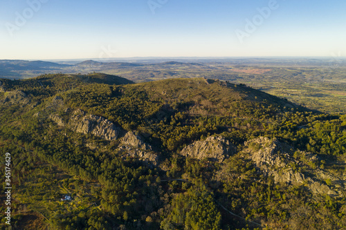 Landscape drone aerial view of Serra de Sao Mamede in Castelo de Vide, Portugal