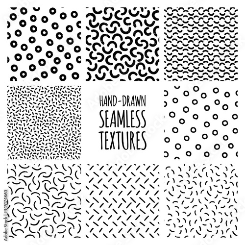 Set of hand-drawn seamless ...