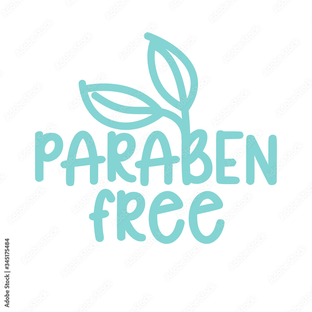 Obraz premium paraben free - label. Handwritten calligraphy: product ingredient. Vector elements for labels, logos, badges, stickers or icons, t-shirts or mugs. Vector illustration, healthy food design