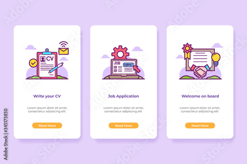 Vector Illustration of Onboarding Job Searching Interface in line style