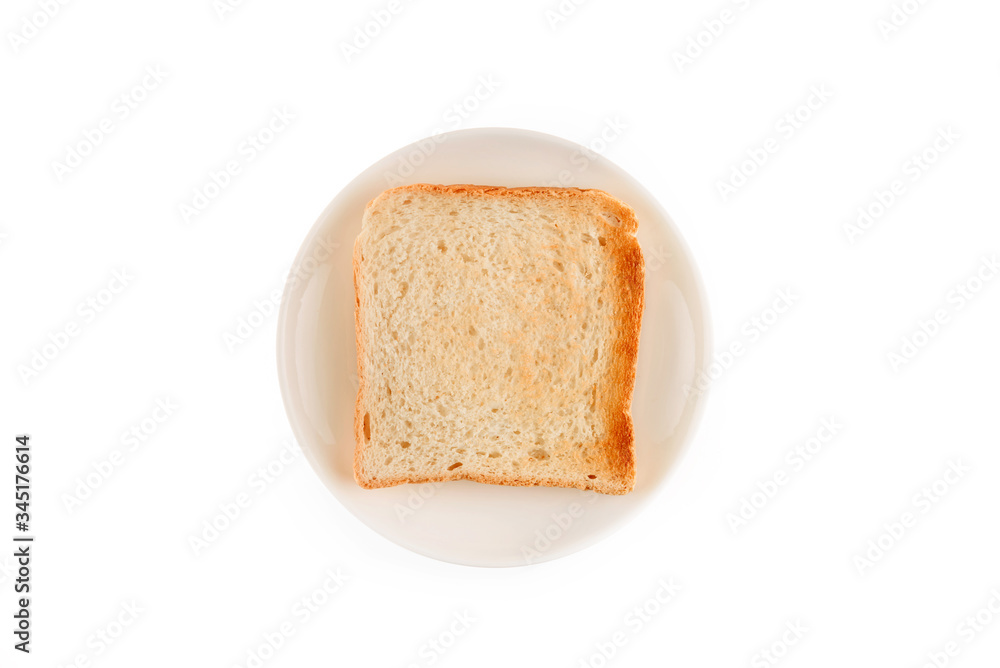Toasted bread toast on a saucer isolated on a white background. Toasted bread toast on a saucer isolated on a white background.