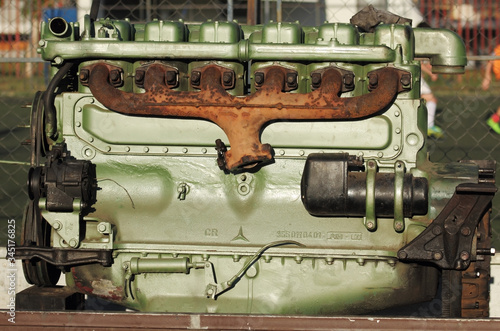 KRAGUJEVAC,SERBIA - JULY 29. 2017: Engine Mercedes Benz, Brand in the engine industry