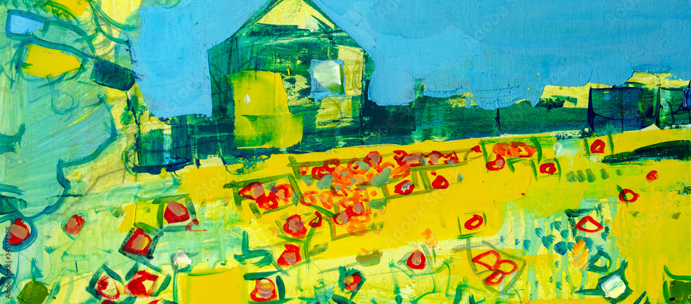 Fototapeta premium Oil painting, abstract drawing, handmade