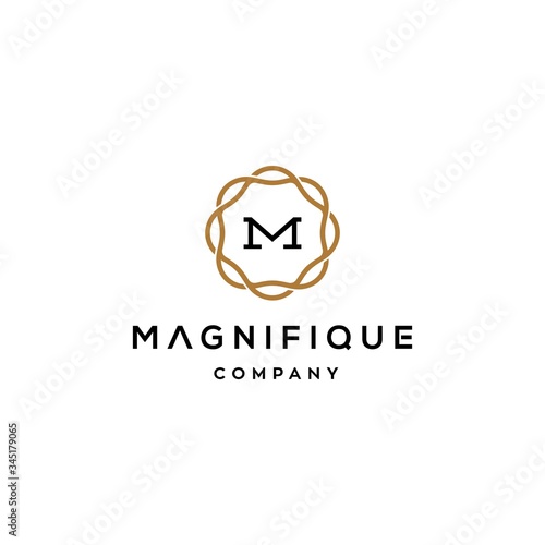 abstract circle ornamental  initial logo design . Premium alphabet round wreath or chain frame vector line emblem sign symbol mark logotype