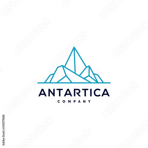 iceberg geometric logo design in trendy linear line style illustration , abstract mountain ice peak outline clip art logo