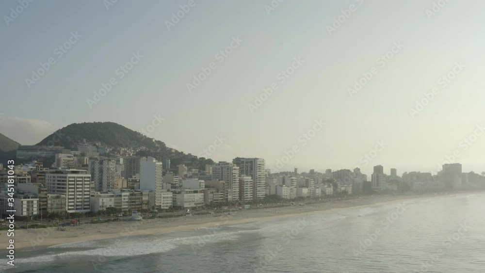 Aerial, morning view of beaches in Rio de Janeiro Brazil Aerial, morning view of beaches in Rio de Janeiro Brazil