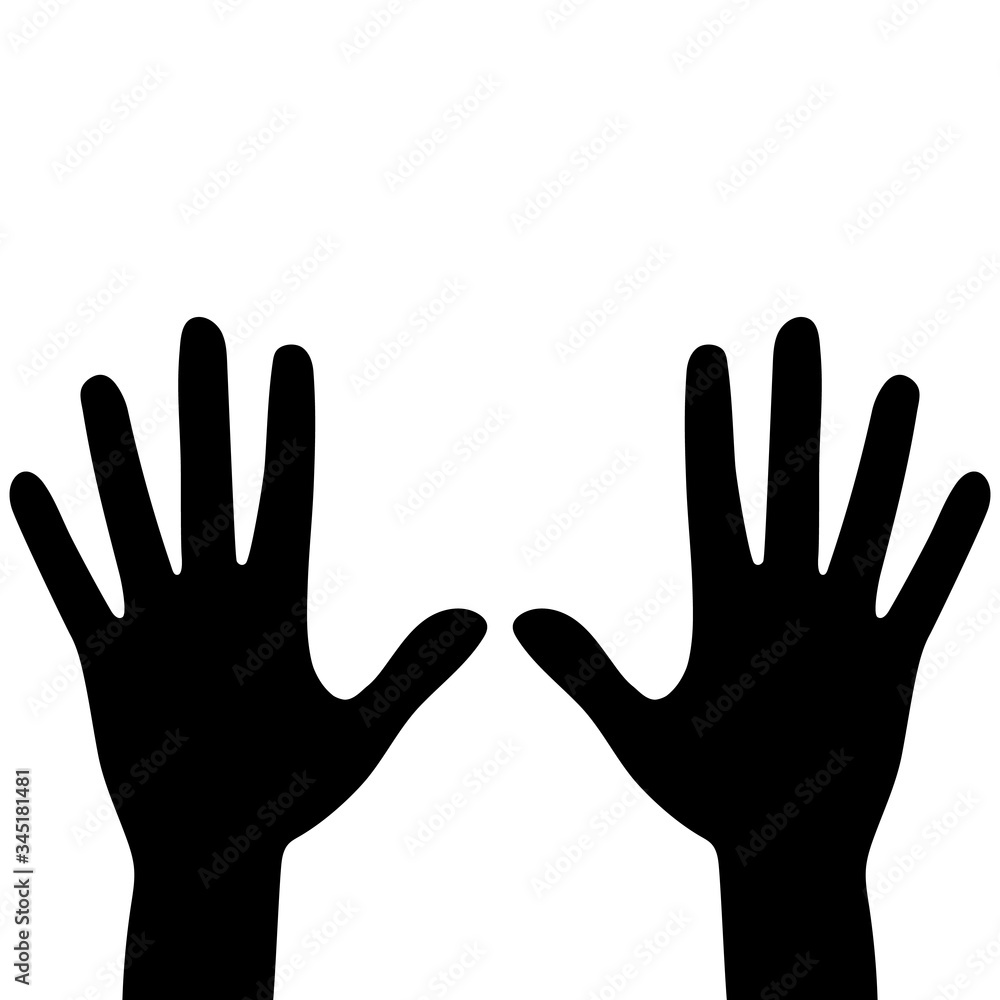 Obraz premium Silhouettes of hands isolated on a white background. Vector flat illustration.