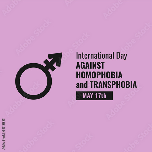 A transgender symbol, a combination of a female and male symbol.Concept of the celebration of the International day Against Homophobia and Transphobia, may 17. Vector stock flat illustration.