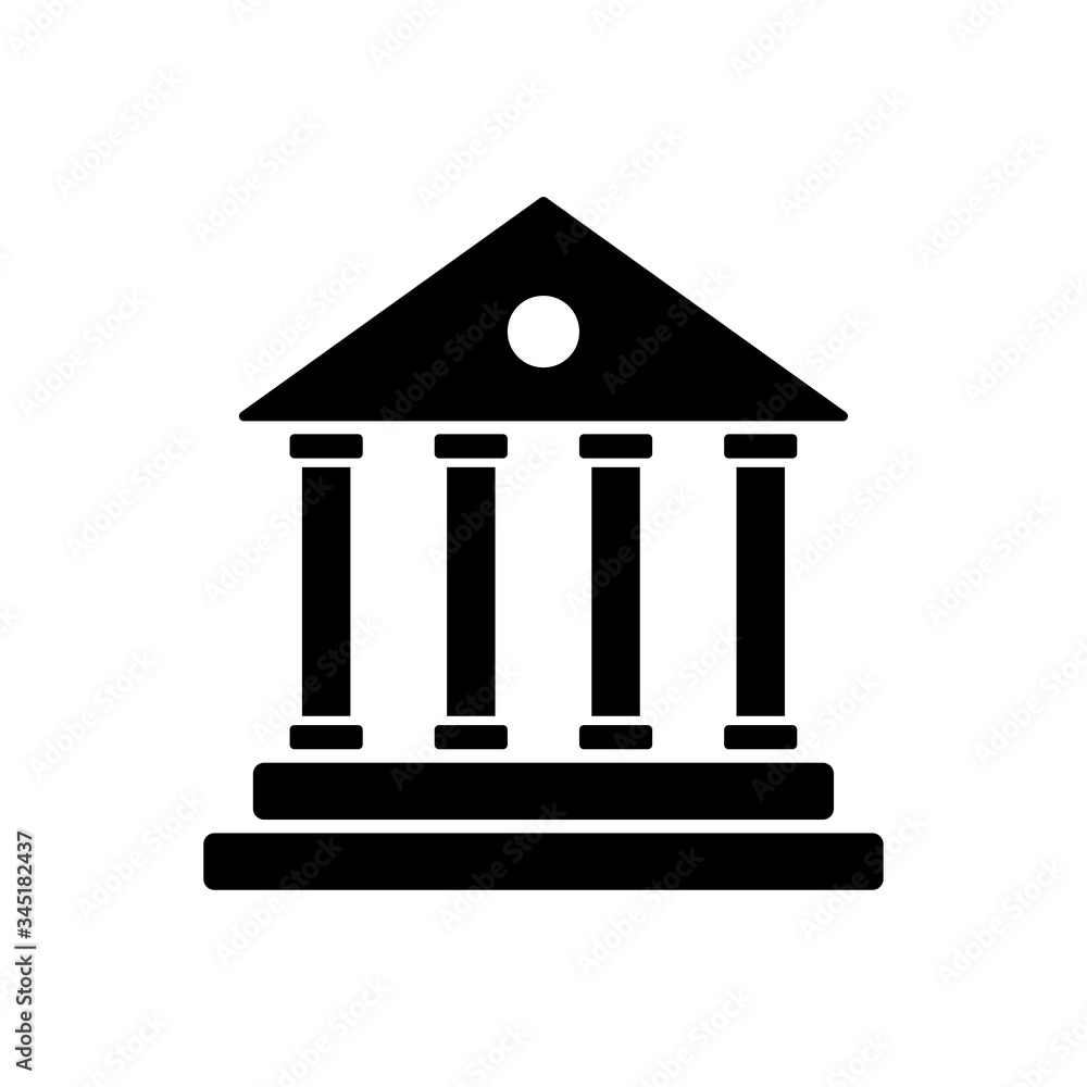 Bank building icon flat logo isolated on white background. vector illustration. Bank building icon flat logo isolated on white background. vector illustration.
