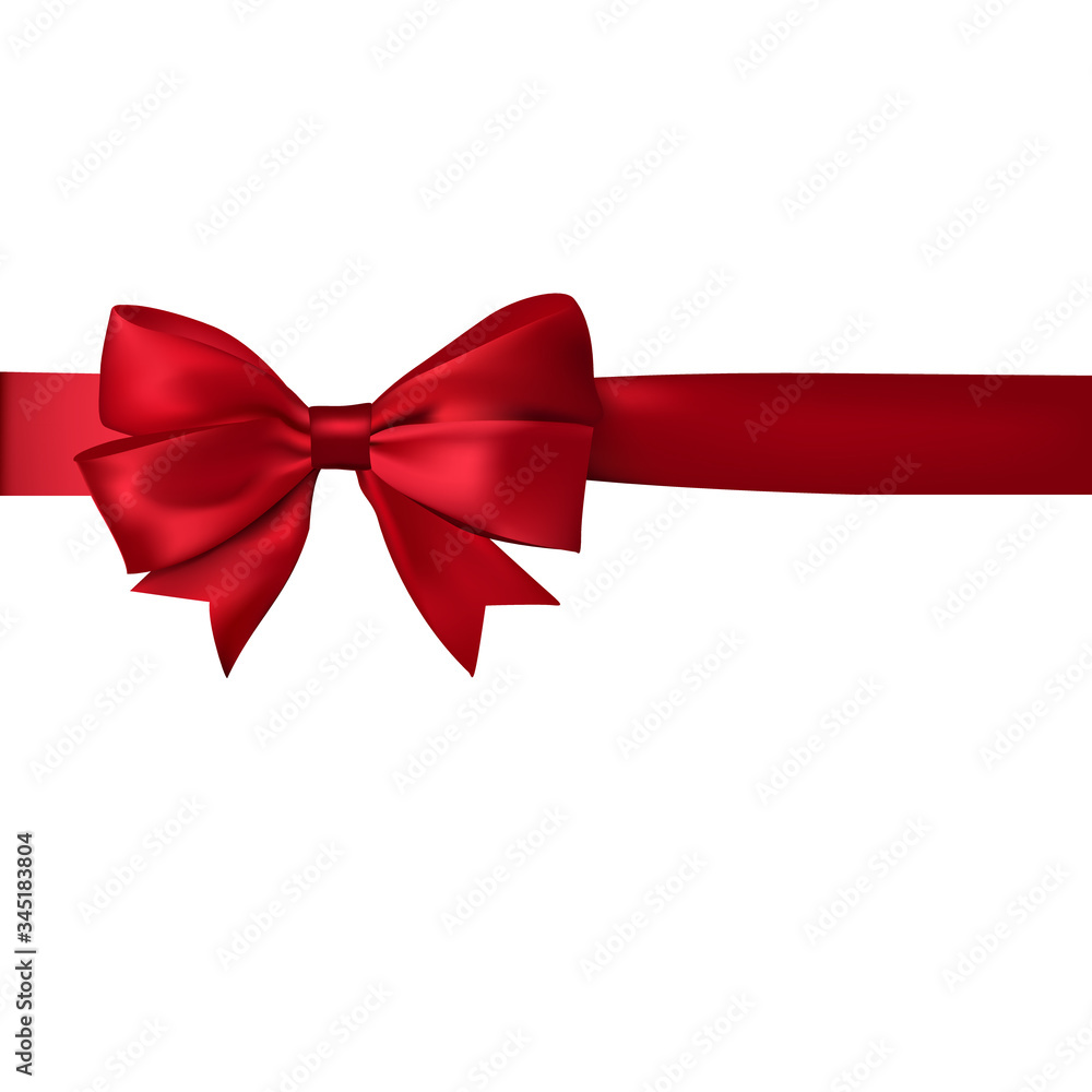 Shiny red satin ribbon on white background Shiny red satin ribbon on white background