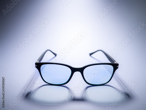 Blue light blocking glasses. Black frame glasses for filtering blue light from the computer. Prevent Computer Vision Syndrome. Eye protection