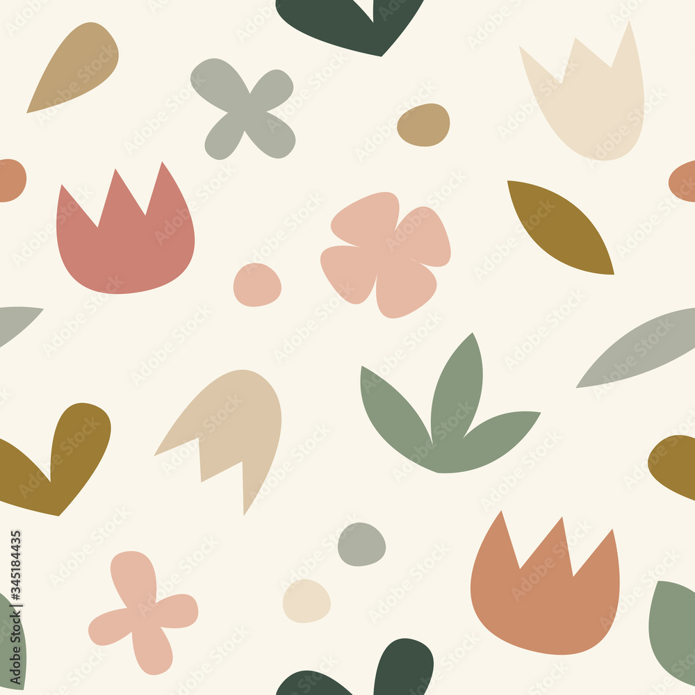 Modern abstract aesthetic seamless pattern with natural shapes. Muted colors. Contemporary art for fabric or wrapping paper, wall art, social media post, packaging. Vector collage illustration Modern abstract aesthetic seamless pattern with natural shapes. Muted colors. Contemporary art for fabric or wrapping paper, wall art, social media post, packaging. Vector collage illustration