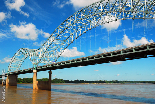 The DeSoto Bridge Spans the Mississippi River, Connecting Arkansas with Memphis Tennessee © kirkikis