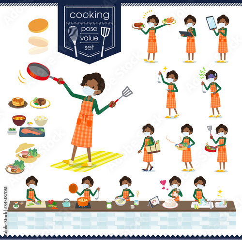 flat type mask business black women_cooking