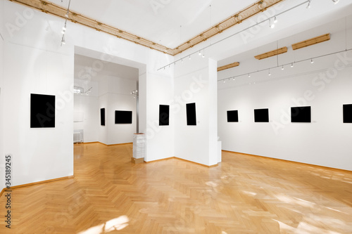 empty gallery room with picture frames mock-up - photo