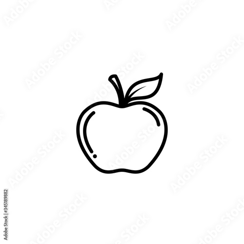 Vector apple drawing with black strokes on white background