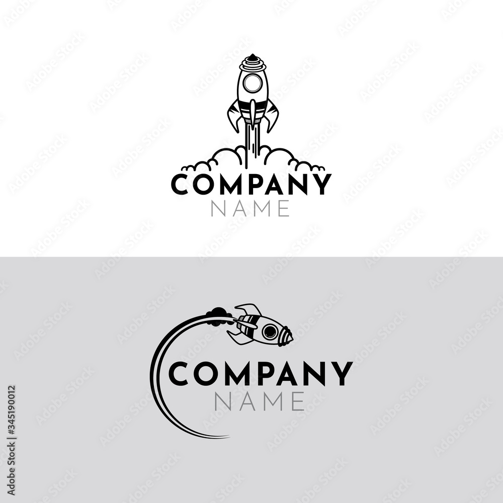 Diseño de logotipo creativo con Icono de nave espacial 