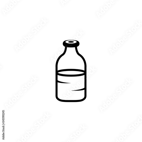 Glass bottle full of kefir, vector icon illustration