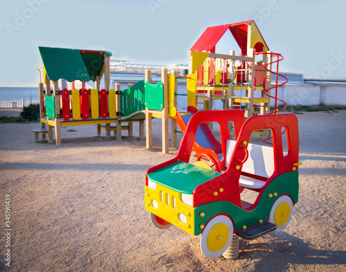 Wallpaper Mural multi-colored Playground for children to engage in active games on the street, outdoors, educational games. Concept of child development. Torontodigital.ca