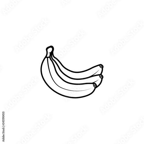 Banana bouquet, black vector illustration on white background
