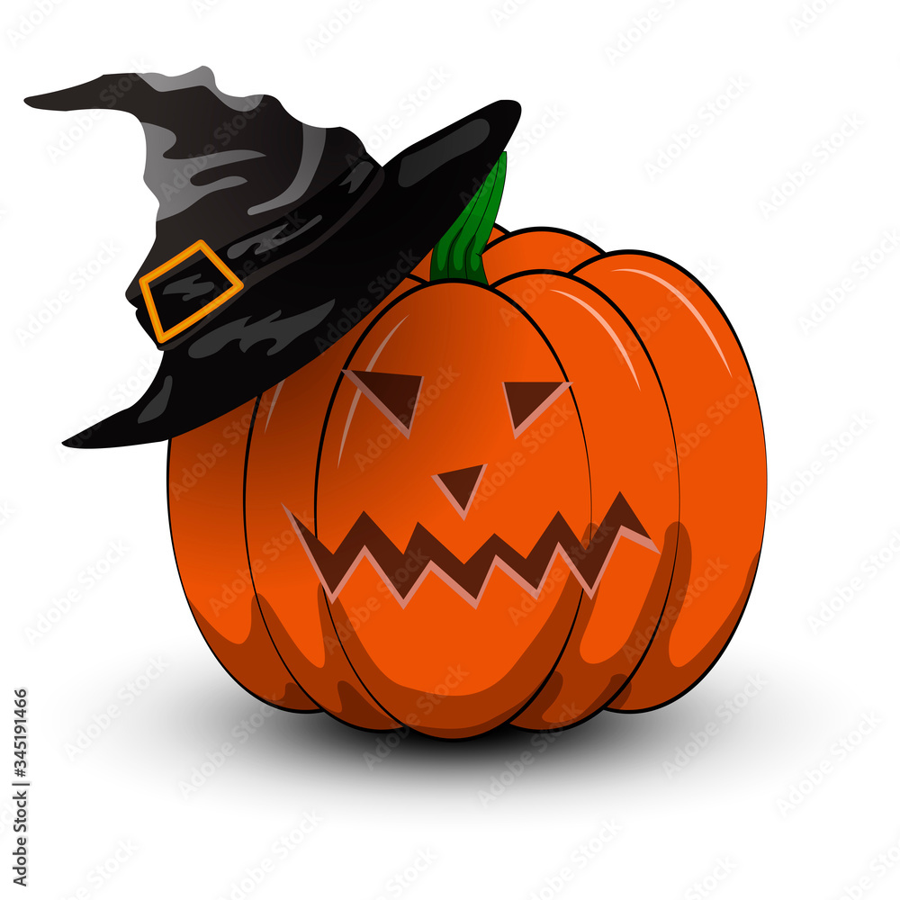 Fototapeta premium Pumpkin and sorcerer cap