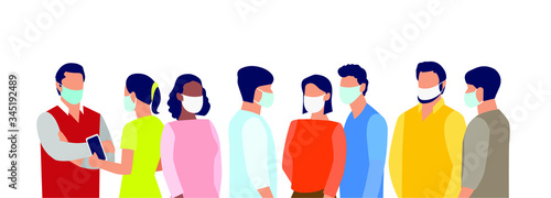 Group of people wearing medical masks to prevent coronavirus  disease  flu  air pollution.