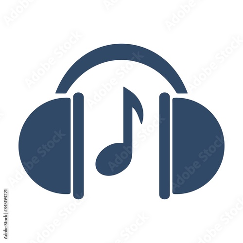 Listening music on headphones icon. Headset sign.