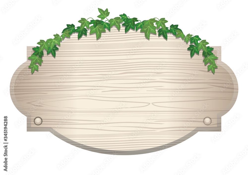 蔦と木目のある木の板のイラストボード タイトルバック キャッチコピーバナー用背景素材 Illustration Of Ivy And Wood Grain Board Stock Vector Adobe Stock