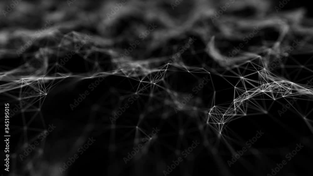web of lines and dots 
on black background abstract background