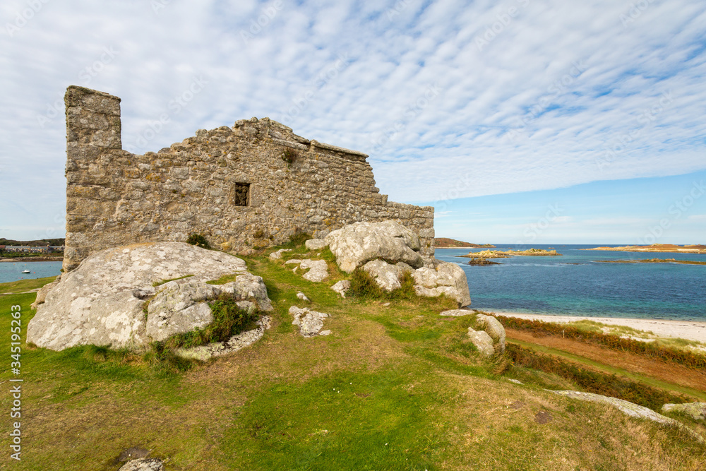 Ruins on tresco island isles of scilly cornwall england uk 
