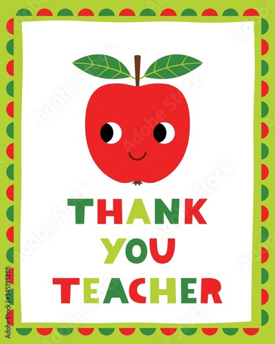 Teachers day thank you vector card