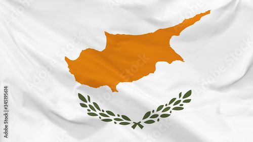 Fragment of a waving flag of the Republic of Cyprus in the form of background, aspect ratio with a width of 16 and height of 9, vector