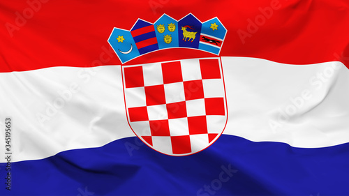 Fragment of a waving flag of the Republic of Croatia in the form of background, aspect ratio with a width of 16 and height of 9, vector