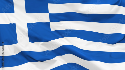 Fragment of a waving flag of the Greece in the form of background, aspect ratio with a width of 16 and height of 9, vector