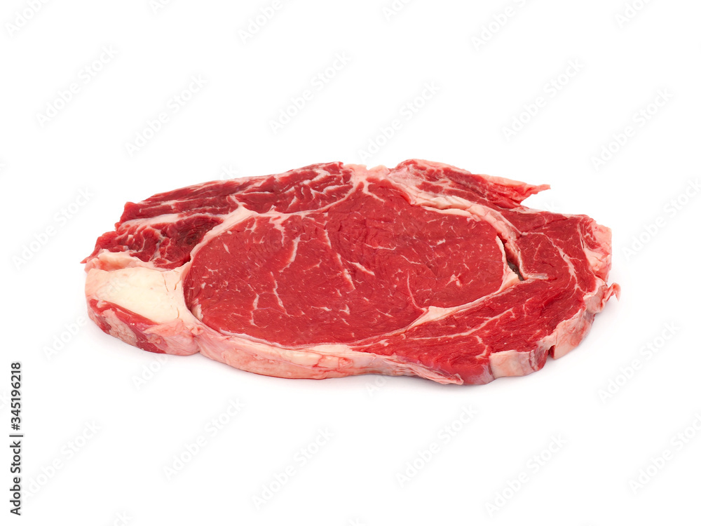 Raw Danish steak isolated on white background   