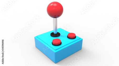 3d illustration, 3d render of the joystick. Realistic game joystick on a white background.