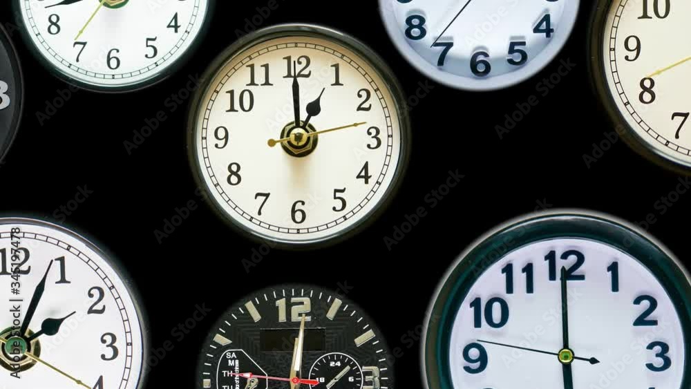 Many time lapse clock faces appear at zoom out all showing different