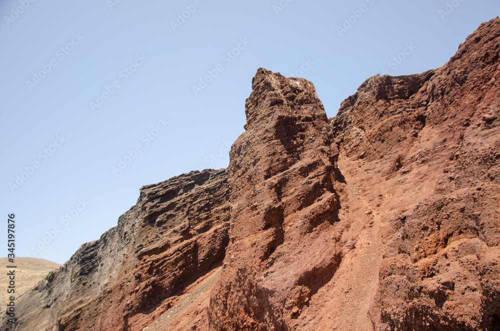 near red beatch on Santorini