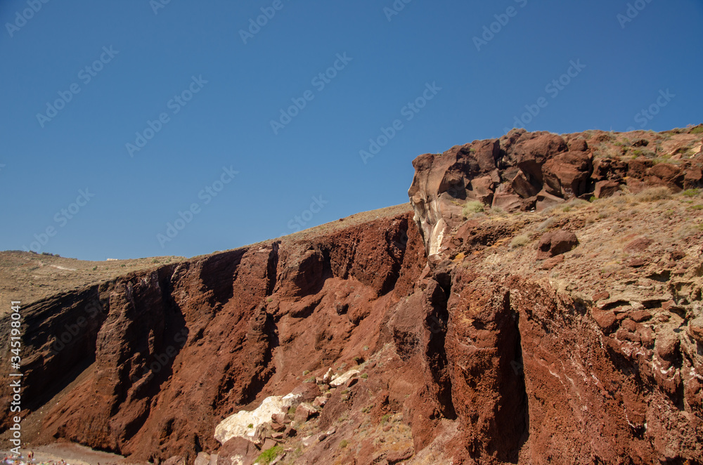 near red beatch on Santorini