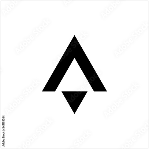 Initial letter A abstract logo with arrow up graphic design vector illustration. Symbol, icon, creative.	
