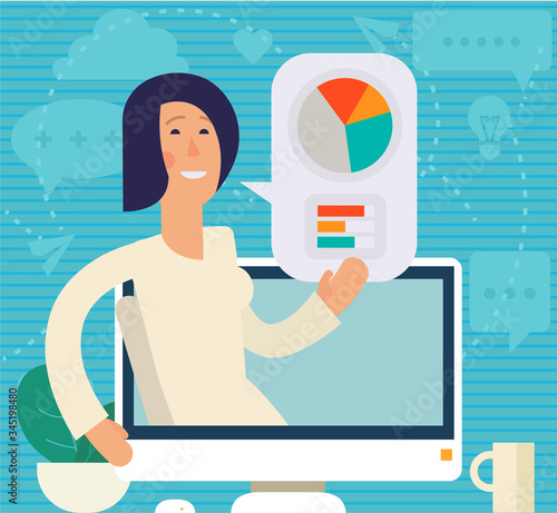 Concept of remote working and working in virtual reality. Teleconference