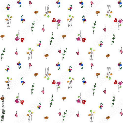 Seamless pattern Summer garden blossoms, bright flowers ornament and decoration, template for paper print, fabric and textile print, bedclothes design, fresh and colorful summer mood background