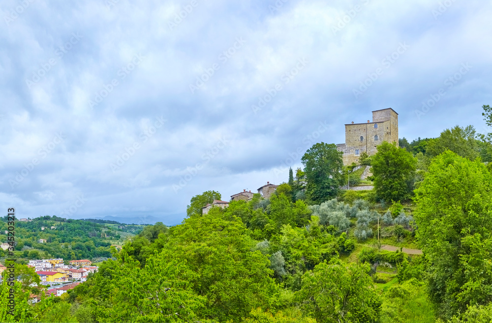 View of the Castel San Niccolò, in Tuscany, Italy.