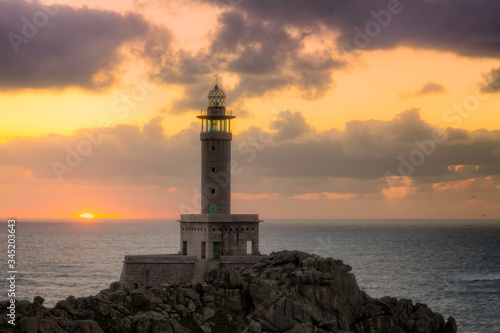 Punta Nariga Lighthouse at sunset in Malpica, Galicia, Spain © D.G.Eirin