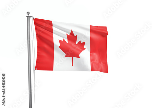 Canada flag waving isolated on white 3D illustration