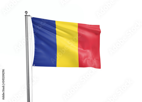 Chad flag waving isolated on white 3D illustration