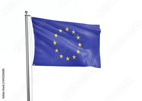 European Union flag waving isolated on white 3D illustration