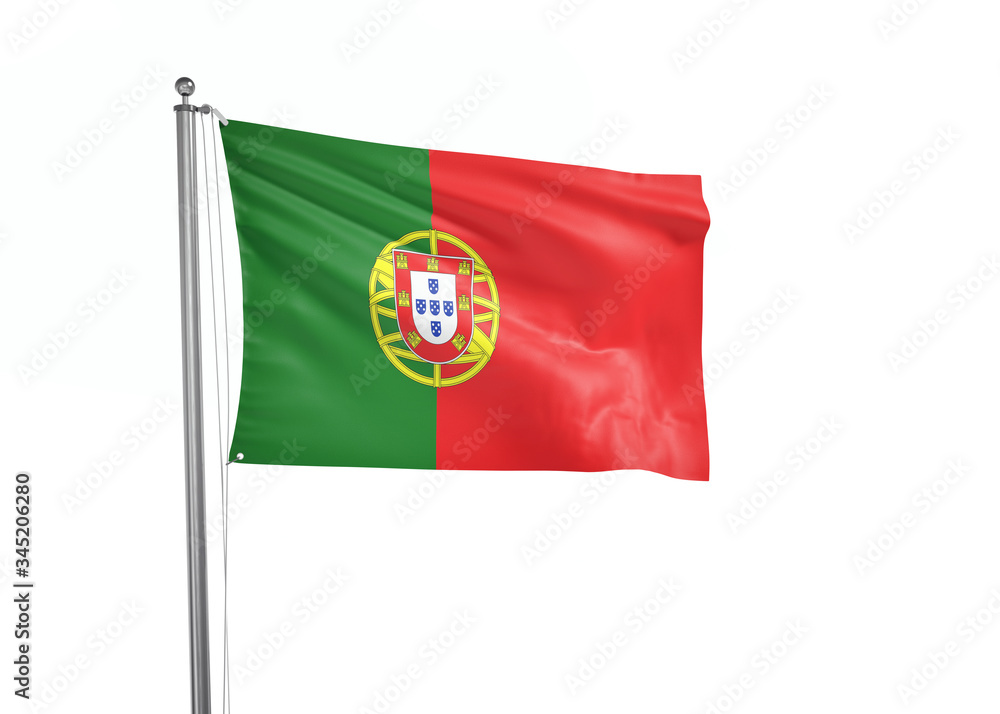 Fototapeta premium Portugal flag waving isolated on white 3D illustration