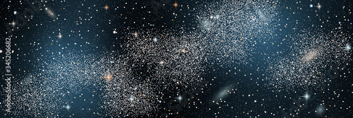 Night sky vector background with star cluster, nebula and galaxies