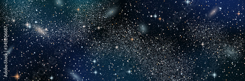 Night sky vector background with star cluster, nebula and galaxies